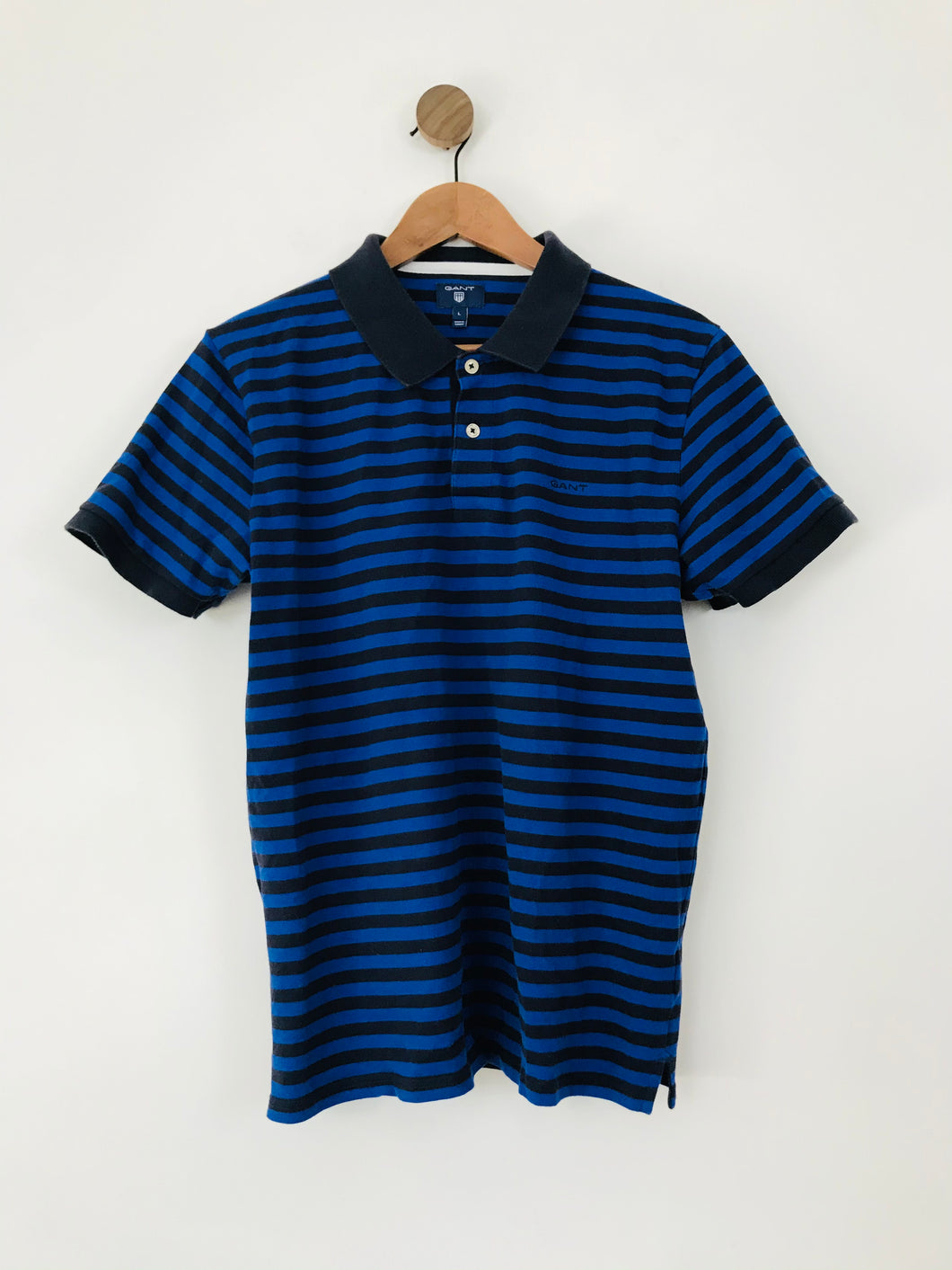 Gant Men's Striped Polo Shirt | L | Blue