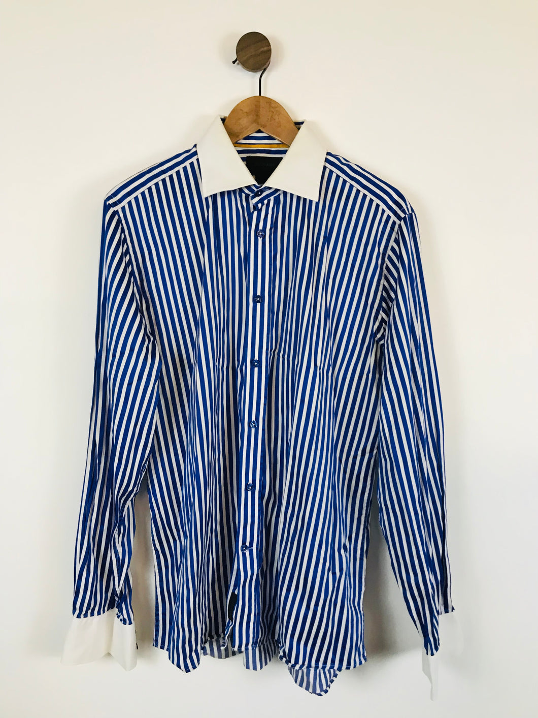 Duchamp Men's Striped Long Sleeve Button-Up Shirt | 43 | Blue