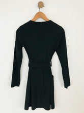 Load image into Gallery viewer, Zara Women&#39;s Faux Suede Long Sleeve A-Line Dress | XS UK6-8 | Black
