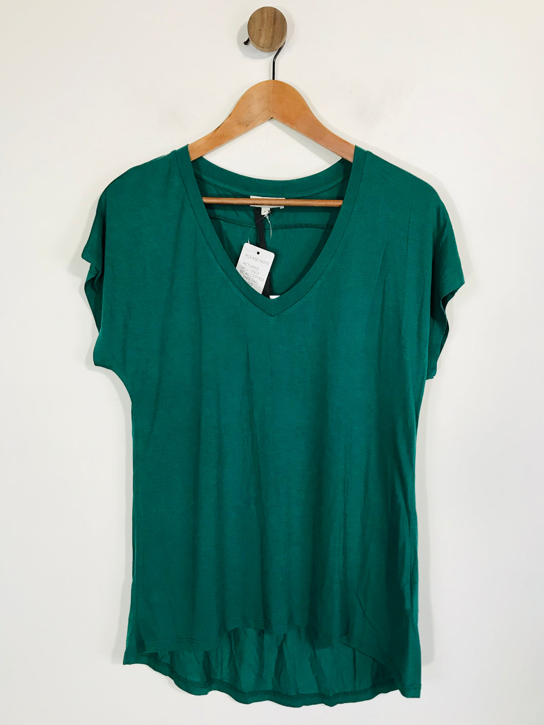 Reiss Women's V-Neck T-Shirt | M UK10-12 | Green
