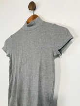 Load image into Gallery viewer, Zara Women&#39;s Ribbed Mock Neck T-Shirt  | S UK8 | Grey
