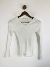 Load image into Gallery viewer, Mango Women&#39;s Ribbed V-Neck Jumper | S UK8 | White
