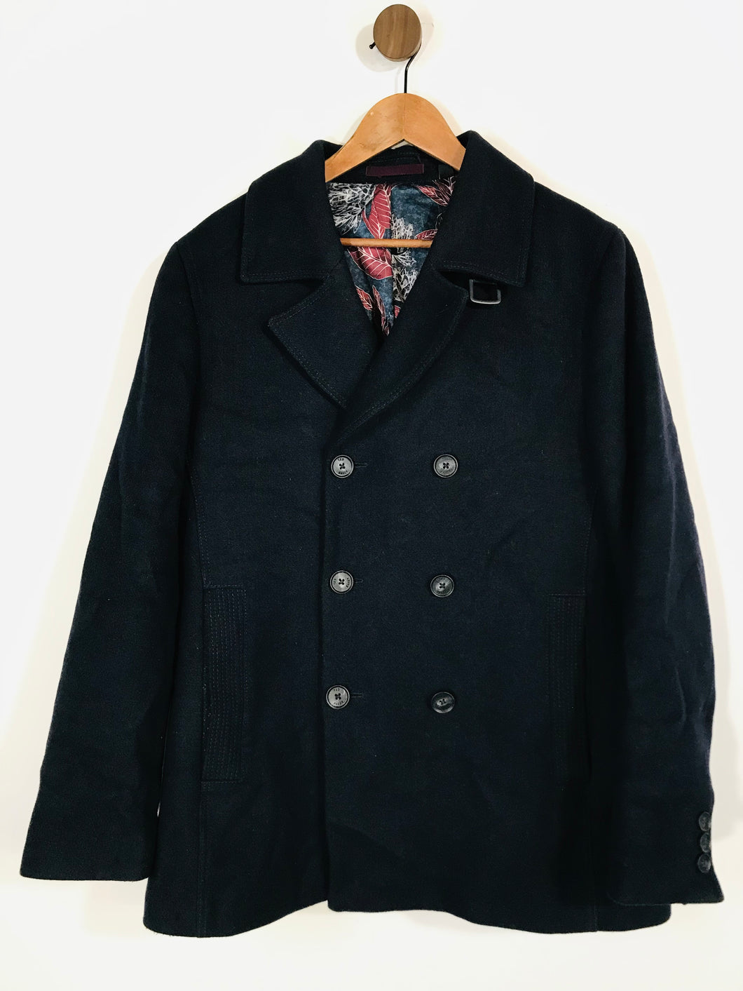 Ted Baker Men's Wool Overcoat Coat | XL | Blue