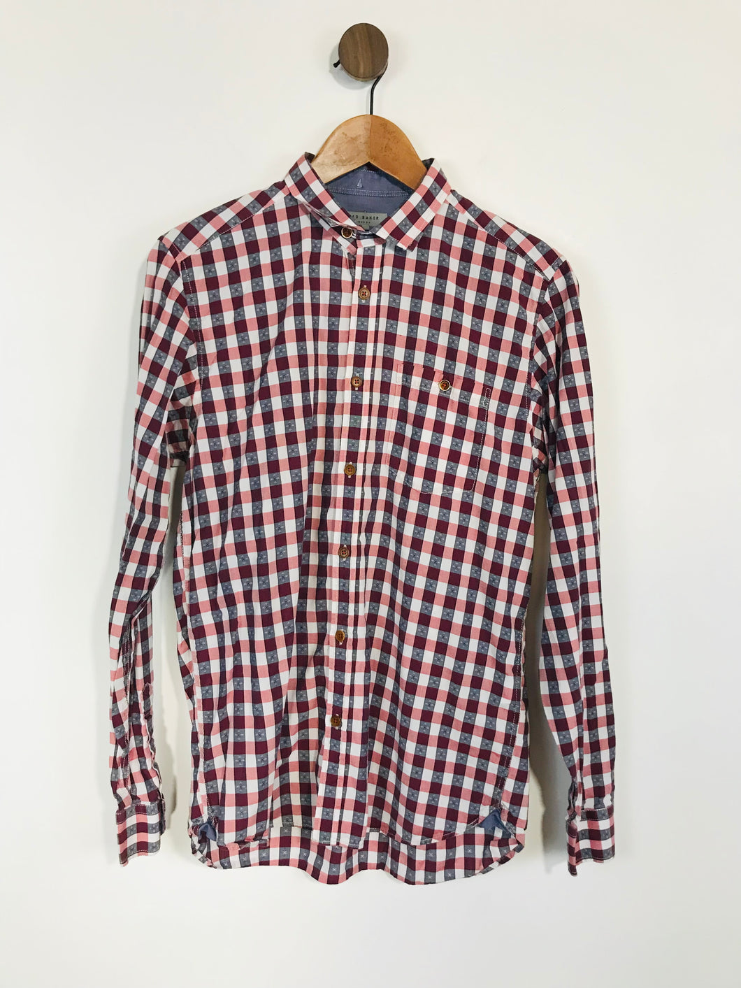Ted Baker Men's Check Button-Up Shirt | 3 M | Red