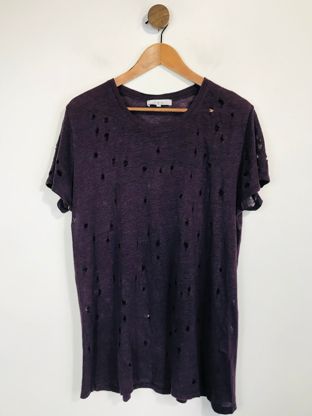 Iro Women's Linen Distressed T-Shirt | S UK8 | Purple