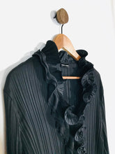 Load image into Gallery viewer, Gerry Weber Women&#39;s Pleated Ruffle Button-Up Shirt | L UK14 | Black
