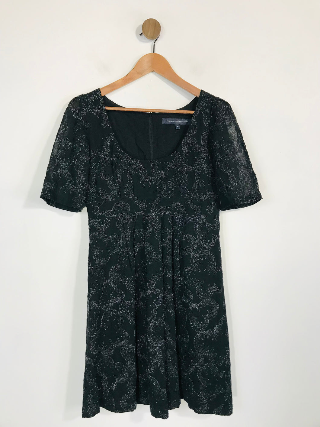 French Connection Women's Embroidered Tunic Mini Dress | UK10 | Black