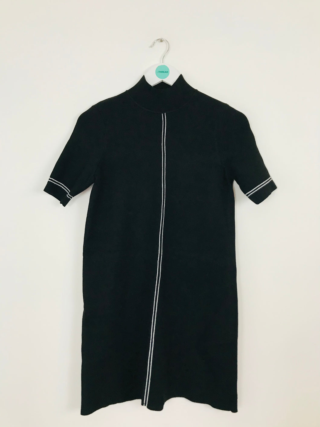Zara Women’s Knit High Neck Mini Shift Dress | M | Black