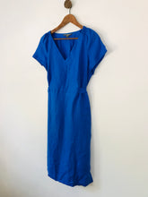 Load image into Gallery viewer, Fenn Wright Manson Women&#39;s Linen V-Neck Midi Dress | UK14 Petite | Blue
