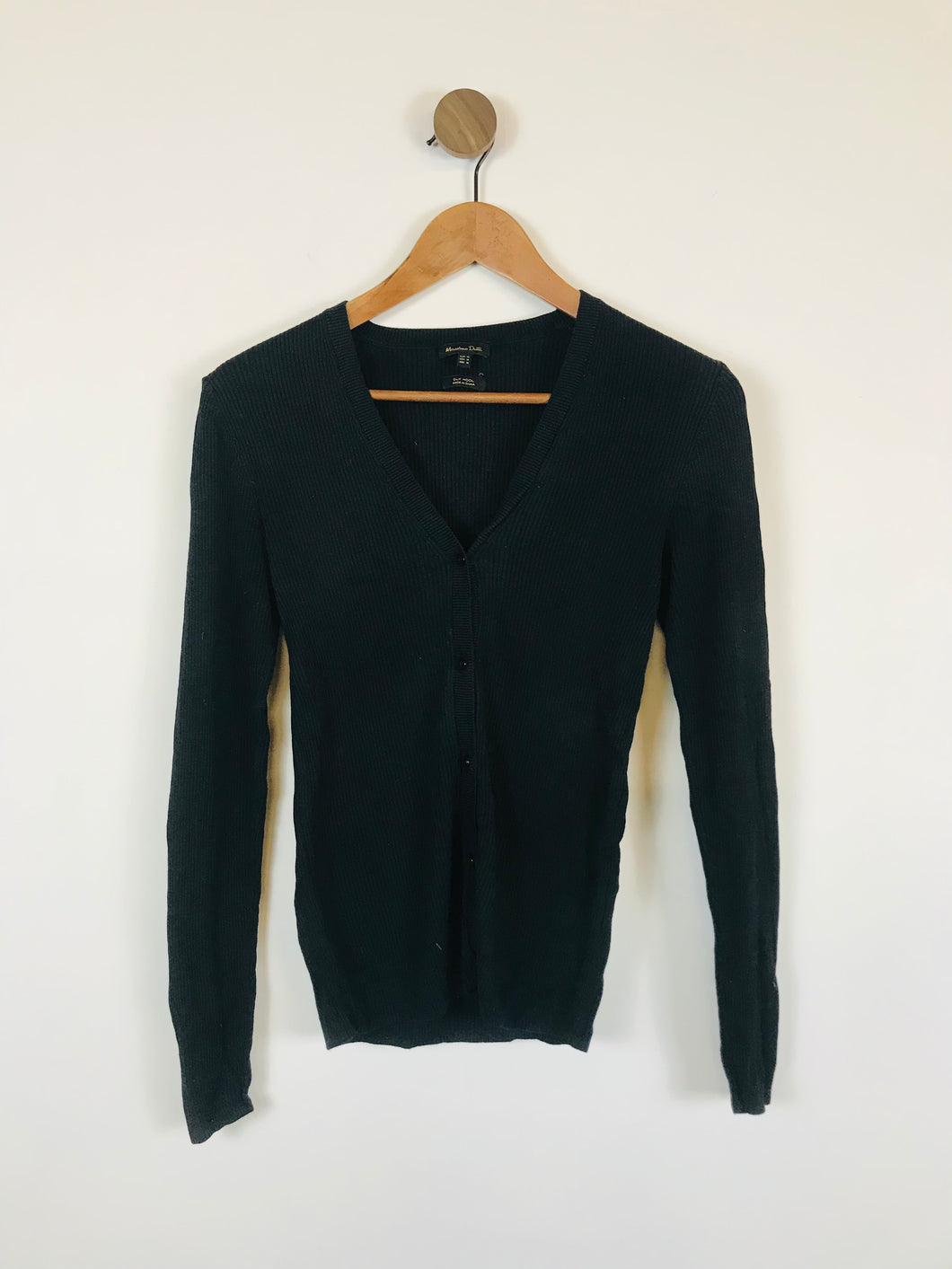 Massimo Dutti Women's Silk Wool Cardigan | M UK10-12 | Black