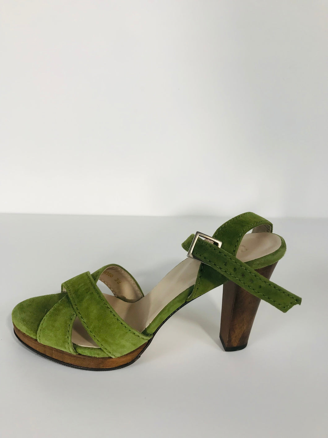 Boden Women's Leather Open Toe Heels | EU39 | Green