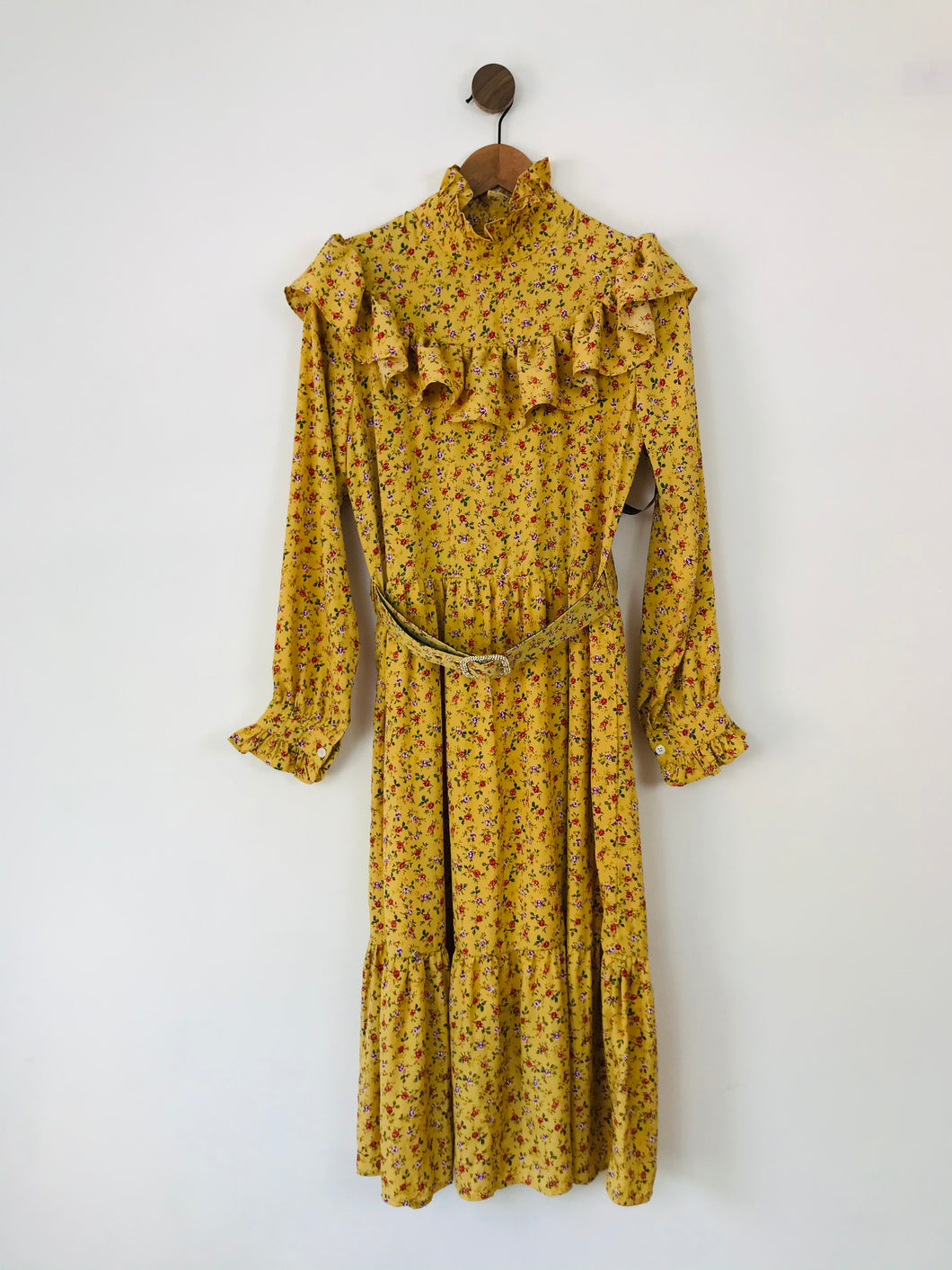Sister Jane Women's Floral Ruffle Midi Dress | S UK8 | Yellow