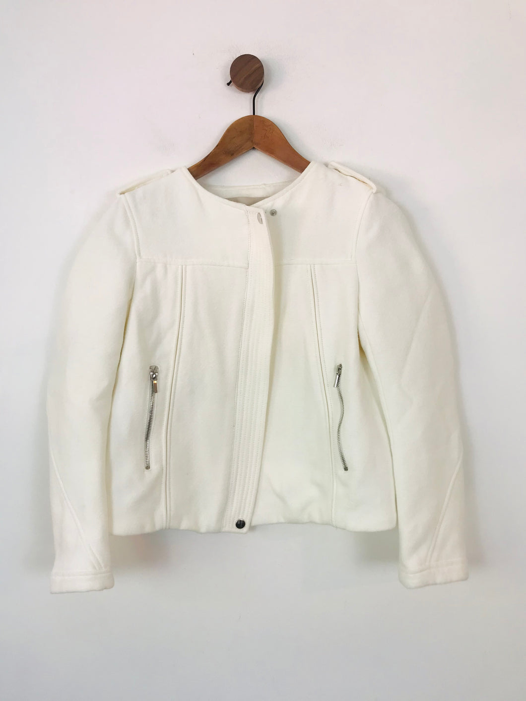 Zara Women's Cotten Blend Biker Jacket | M UK10-12 | White