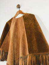 Load image into Gallery viewer, Piel Women&#39;s Fringe Suede Cape Shawl | OS | Brown
