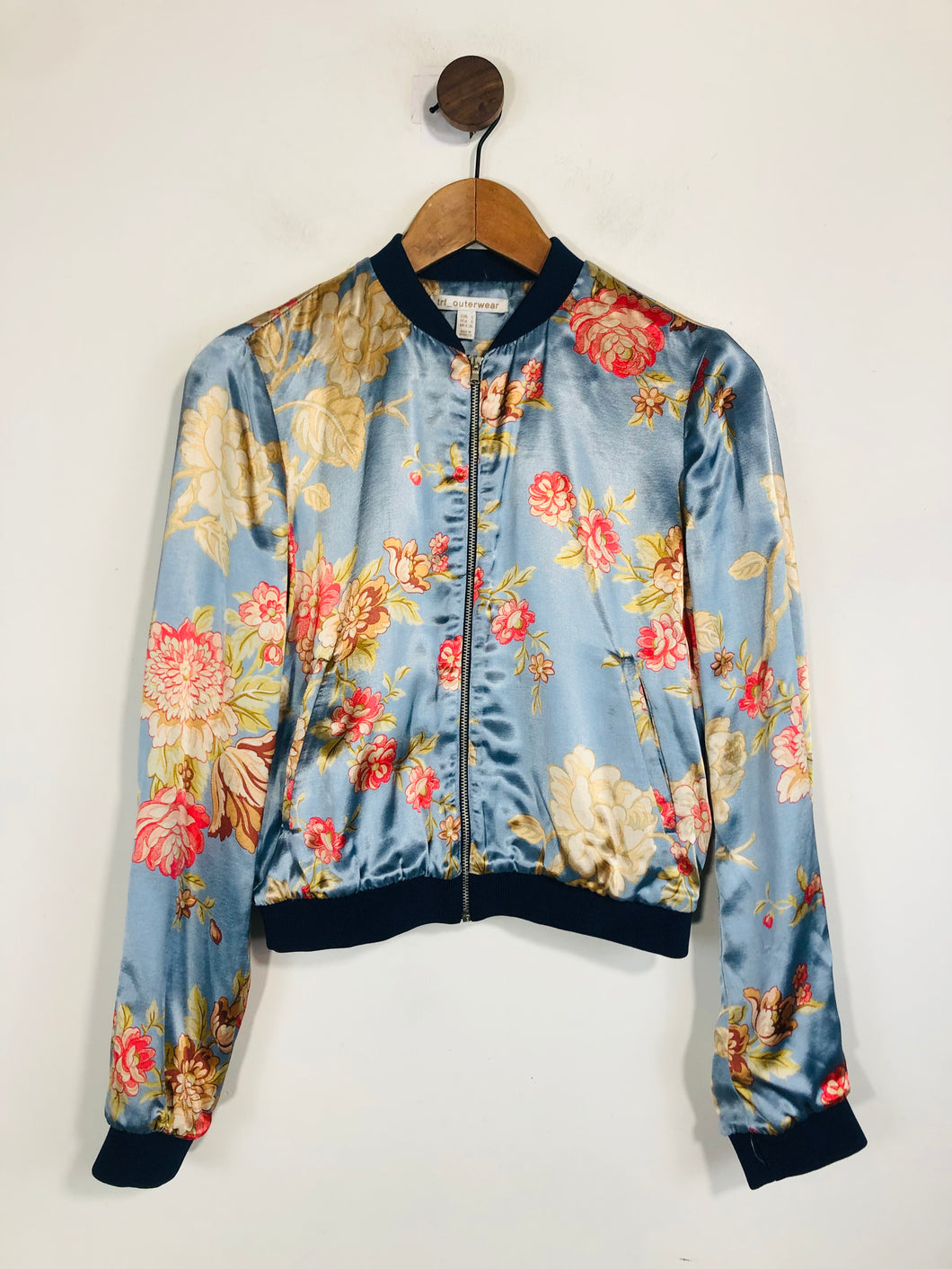 Zara Women's Floral Satin Bomber Jacket | S UK8 | Multicoloured