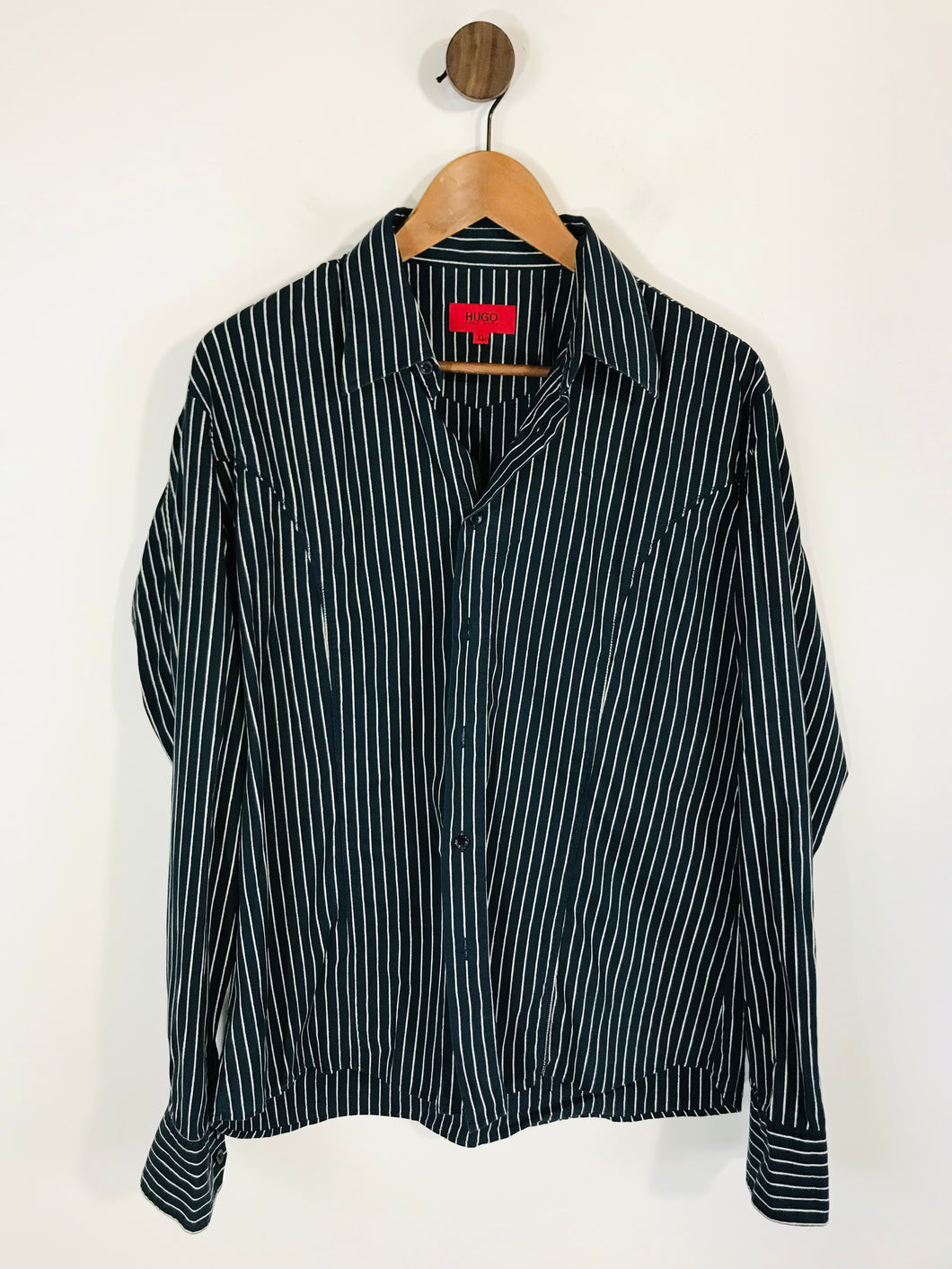 Hugo Boss Men's Cotton Striped Button-Up Shirt | XL | Blue