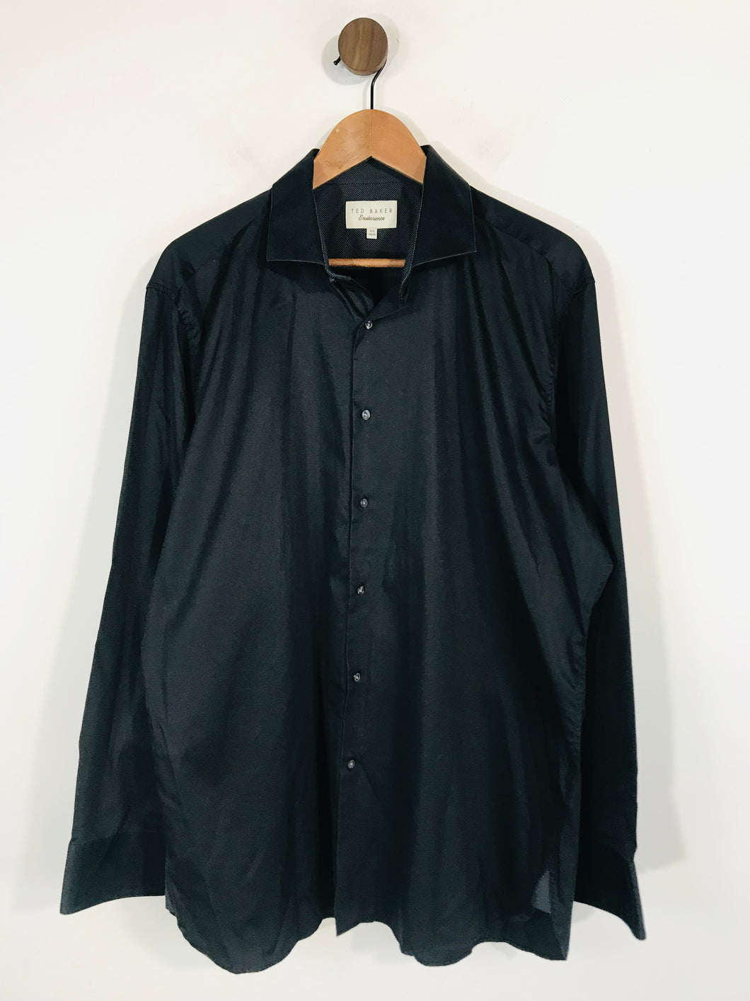 Ted Baker Men's Cotton Smart Button-Up Shirt | 17.5 - 34/35 | Black