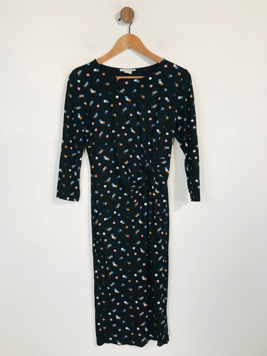 Boden Women's Polka Dot Ruched Midi Dress | UK10 | Blue