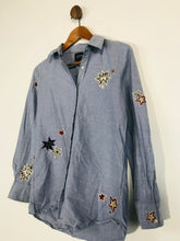 Load image into Gallery viewer, Scotch &amp; Soda Women&#39;s Denim Star Embroidered Button-Up Shirt | XS UK8 | Blue
