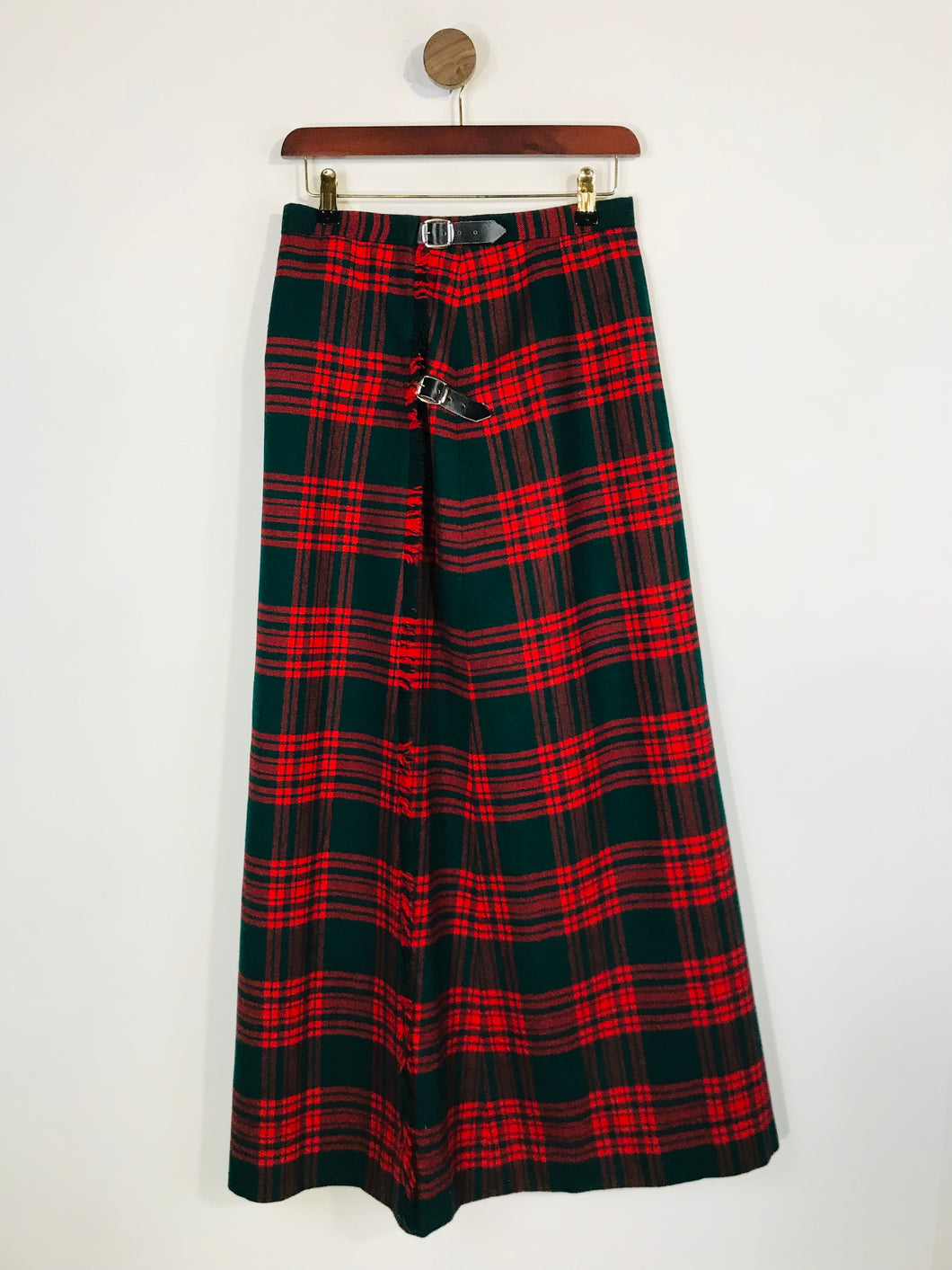 Pringle Women's Wool Check Gingham Maxi Skirt | M UK10-12 | Multicoloured