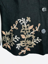Load image into Gallery viewer, Precis Women&#39;s Linen Embroidered Blazer Jacket | UK12 | Black
