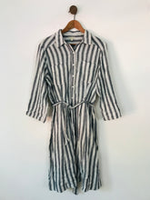 Load image into Gallery viewer, Max Studio Women&#39;s Cotton Striped Shirt Dress | L UK14 | Grey
