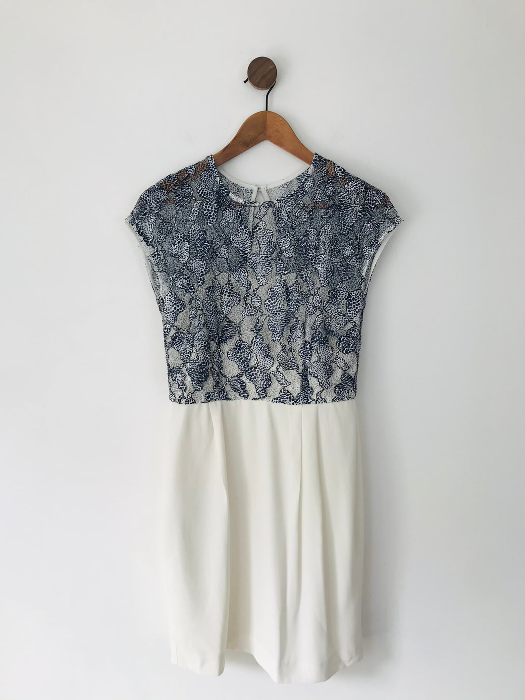 Reiss Women’s Lace Pleated Dress | UK10 | Blue White