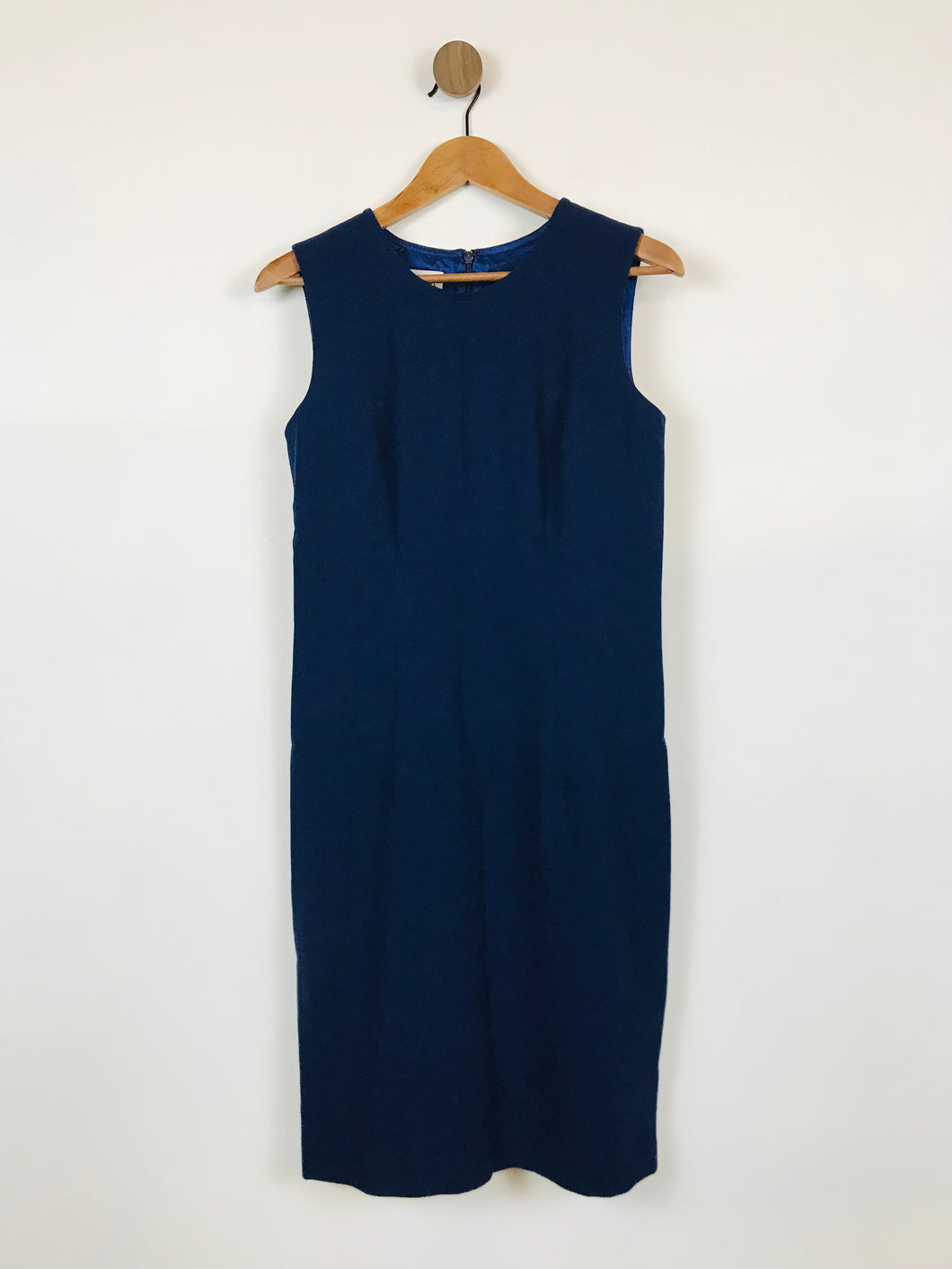 Gail Hoppen Women's Wool Sleeveless A-Line Dress | UK10 | Blue