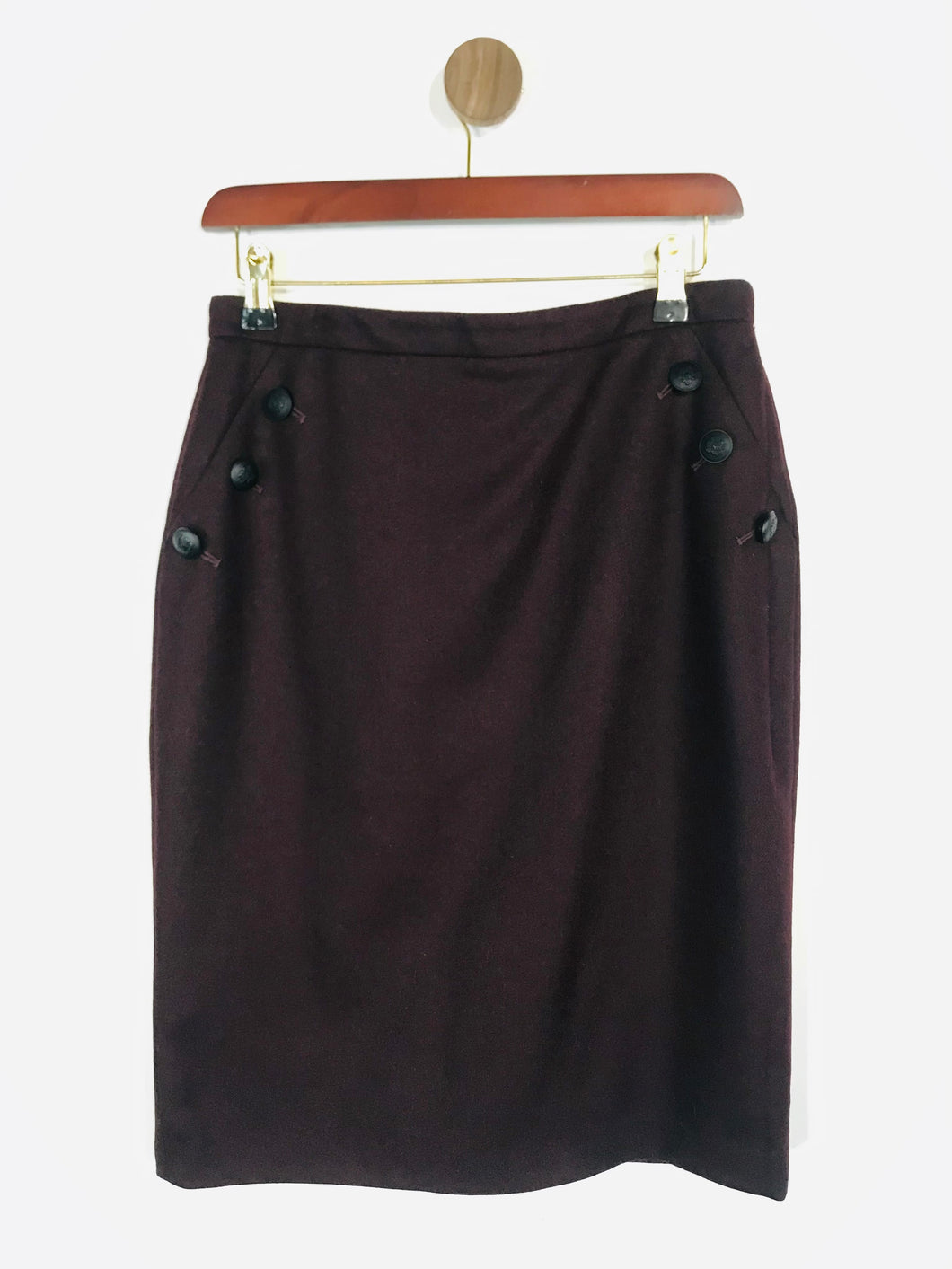 Hobbs Women's Wool High Waisted Pencil Skirt | UK10 | Purple