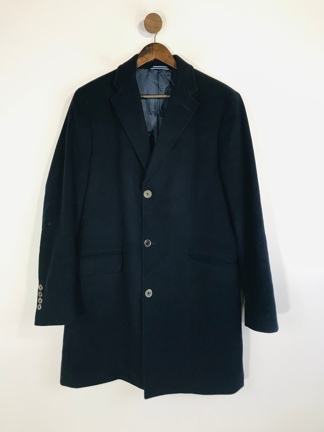 Massimo Dutti Men's Wool Smart Overcoat Coat | 52 | Blue