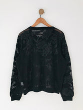 Load image into Gallery viewer, Hush Women&#39;s Floral Mesh Jumper | XL UK16 | Black
