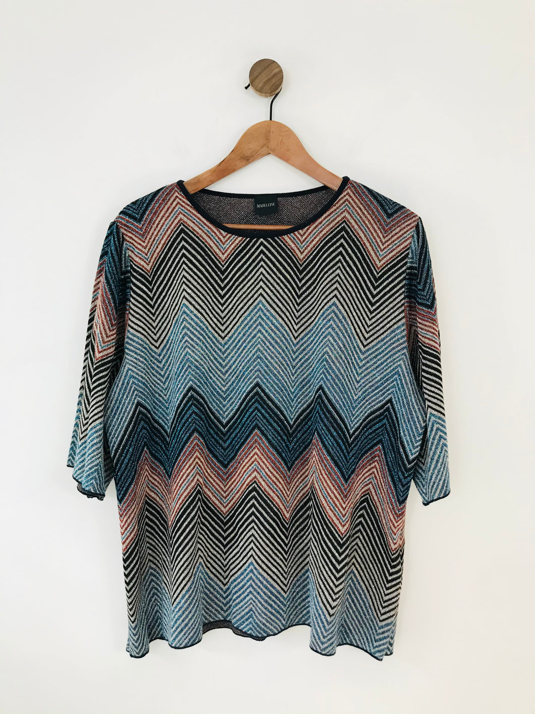 Madeleine Women's Metallic Zigzag Stripe T-Shirt | UK22 | Multicolour