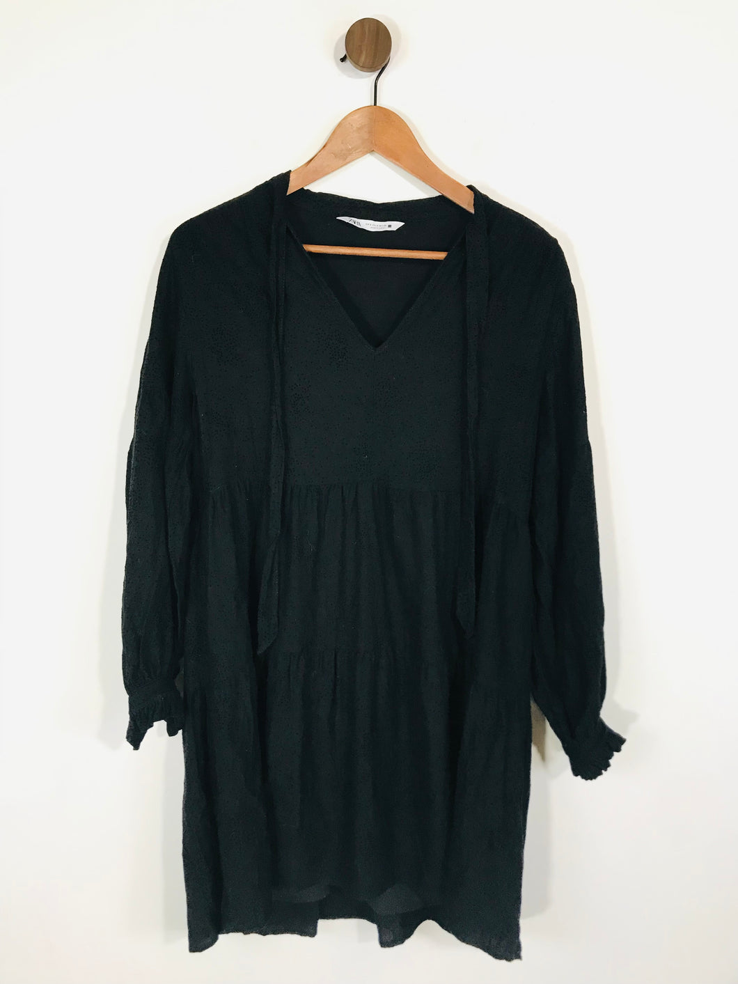 Zara Women's Wool Prairie Shift Dress | S UK8 | Black
