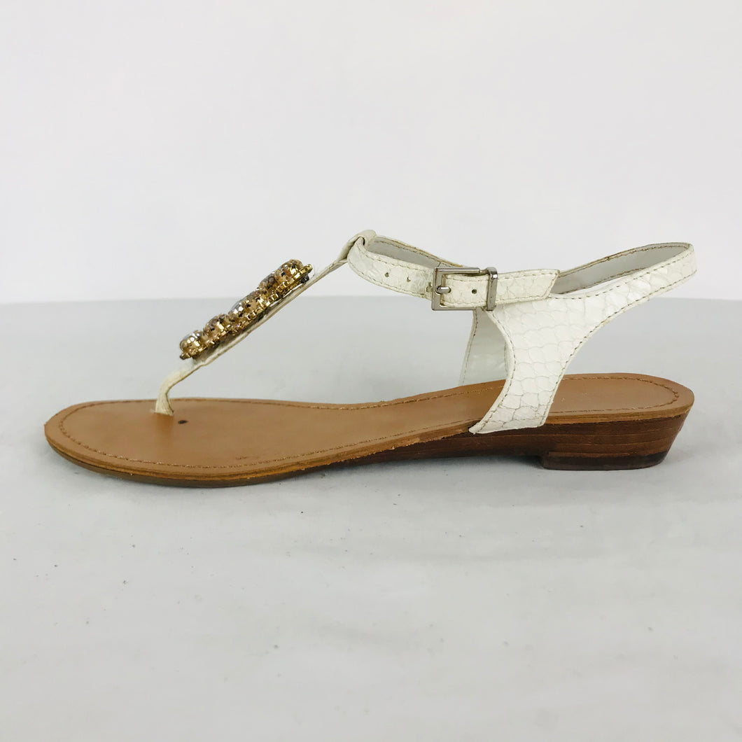 Carvela Kurt Geiger Womens Jewelled Flip Flop Sandals | EU40 UK7 | White