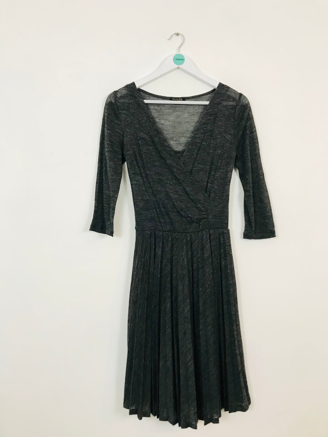 Massimo Dutti Women’s Wrap Dress | S UK8 | Grey