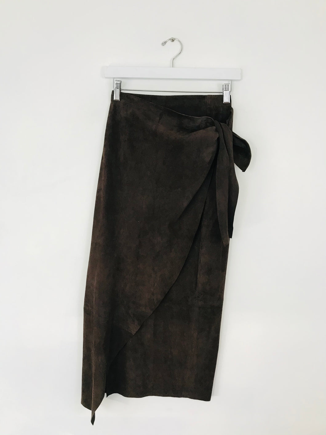Vera Pelle Women’s Suede Wrap Midi Skirt | UK10 | Brown