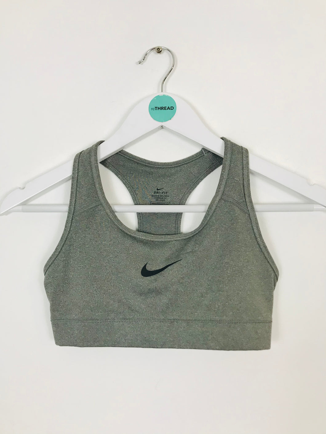 Nike Womens Dri-Fit Sports Bra Crop Top | XS | Grey
