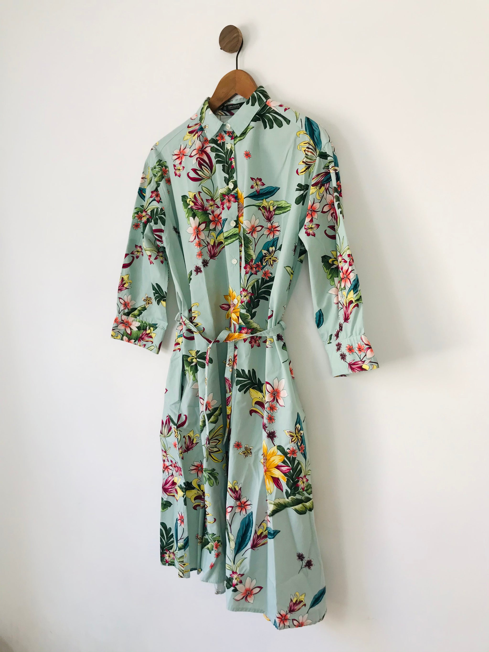 Zara Women's Floral Midi Shirt Dress | L UK14 | Blue ReThread Zara Women's Floral Midi Shirt Dress | L UK14 | Blue ReThread