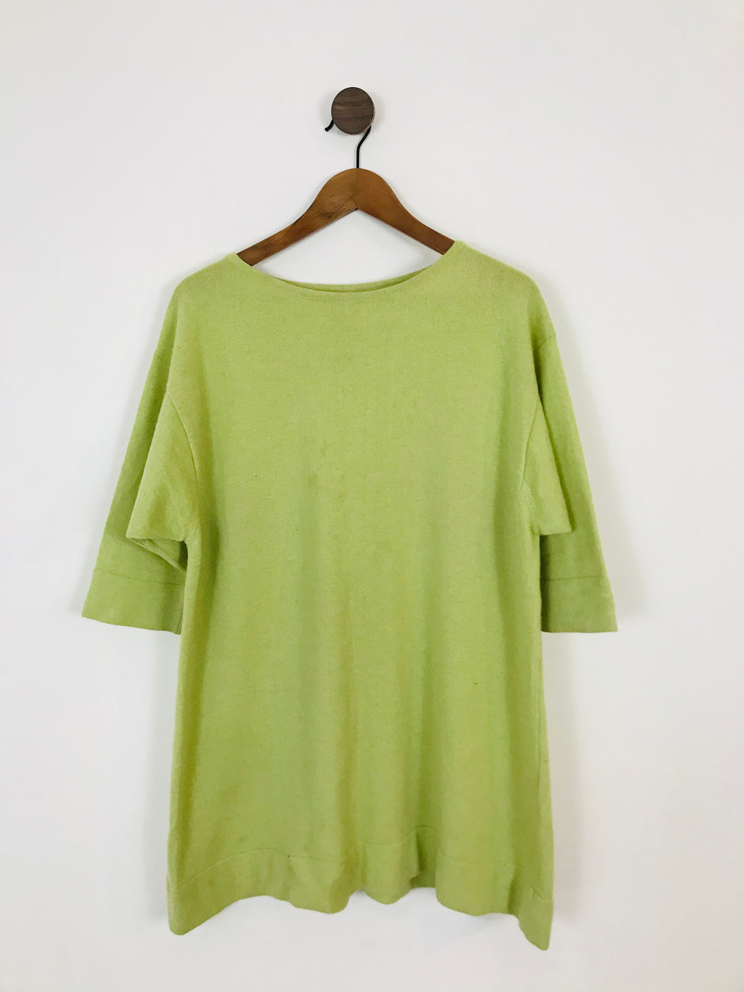N.Peal Women’s 100% Cashmere Short Sleeve Knit Top | L UK14 | Green