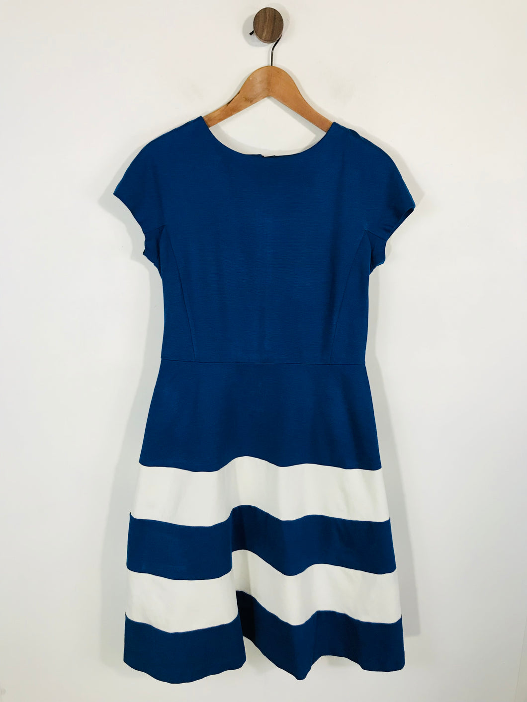 Hobbs Women's Colour Block Striped A-Line Dress | UK12 | Blue
