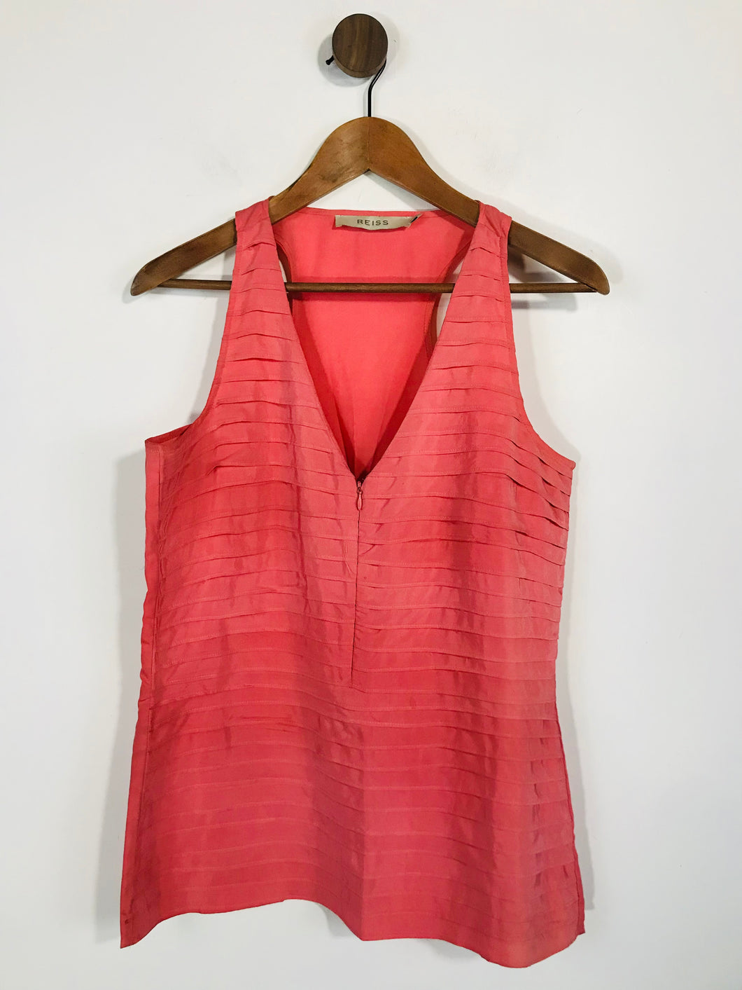 Reiss Women's Silk Tiered Sleeveless Blouse | UK8 | Pink
