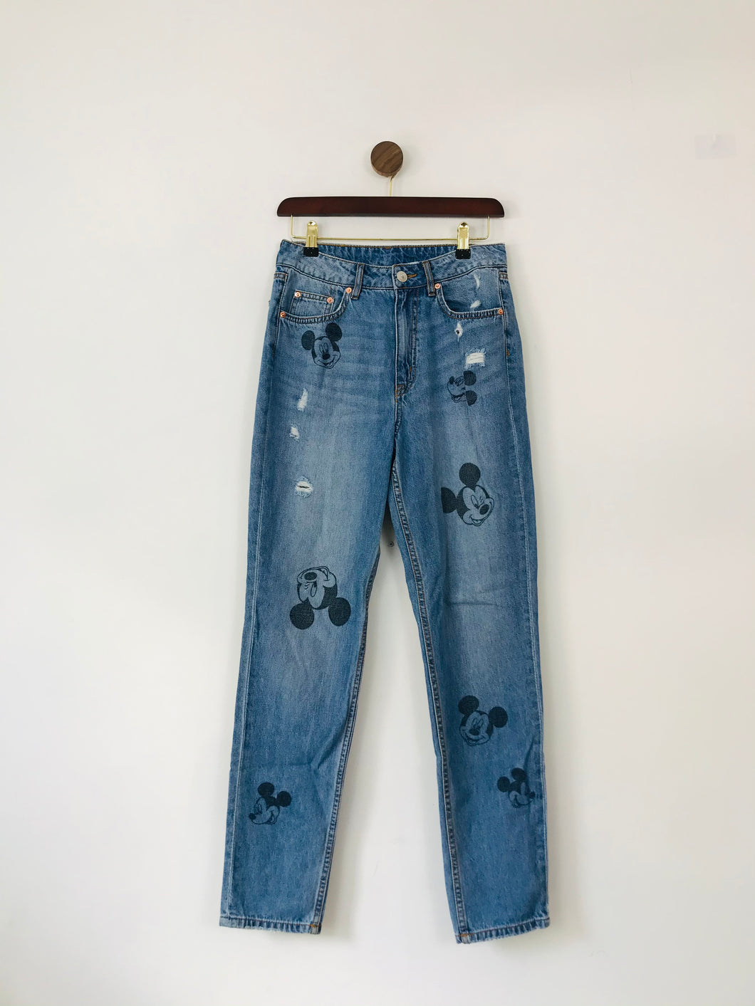 H&M x Disney Straight Leg Mickey Mouse Jeans | US6 UK10 | Blue