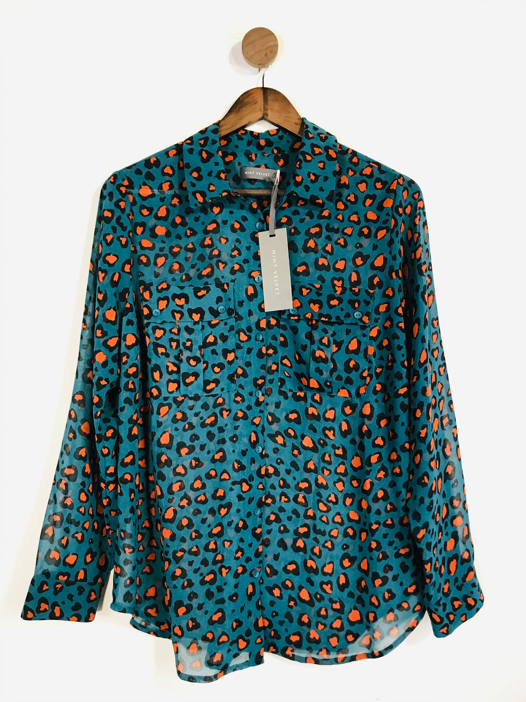 Mint Velvet Women's Leopard Print Sheer Blouse NWT | UK14 | Multicoloured