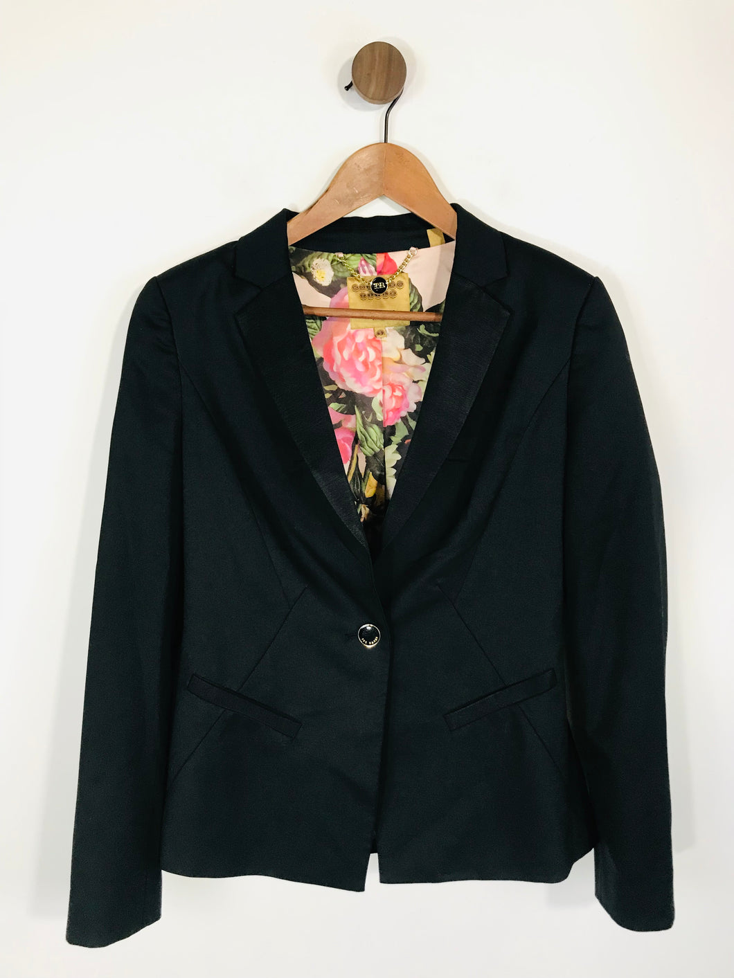 Ted Baker Women's Smart Floral lining Blazer Jacket | 2 UK10 | Black