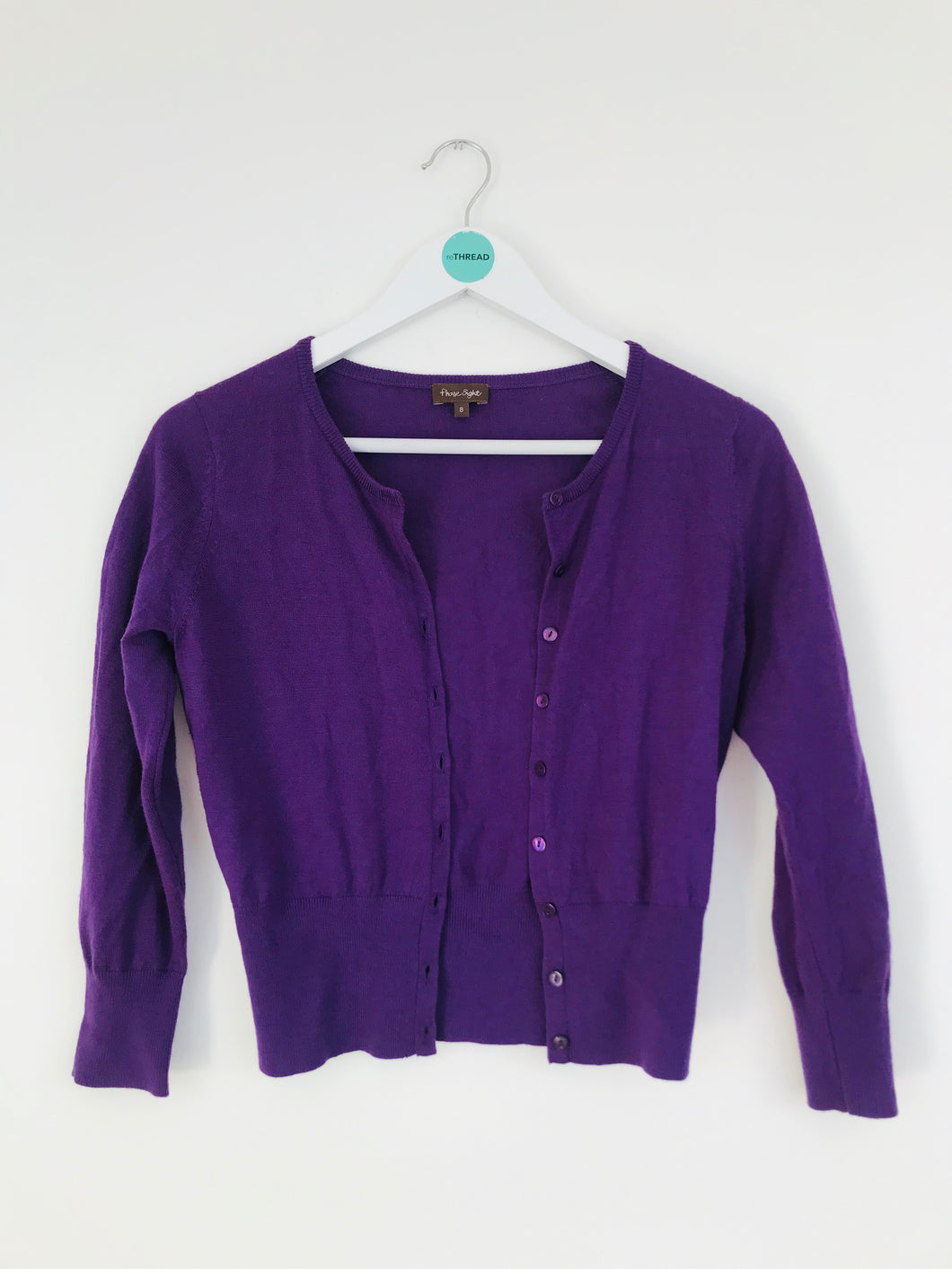 Phase Eight Womens Cropped Wool Cardigan | UK8 | Purple