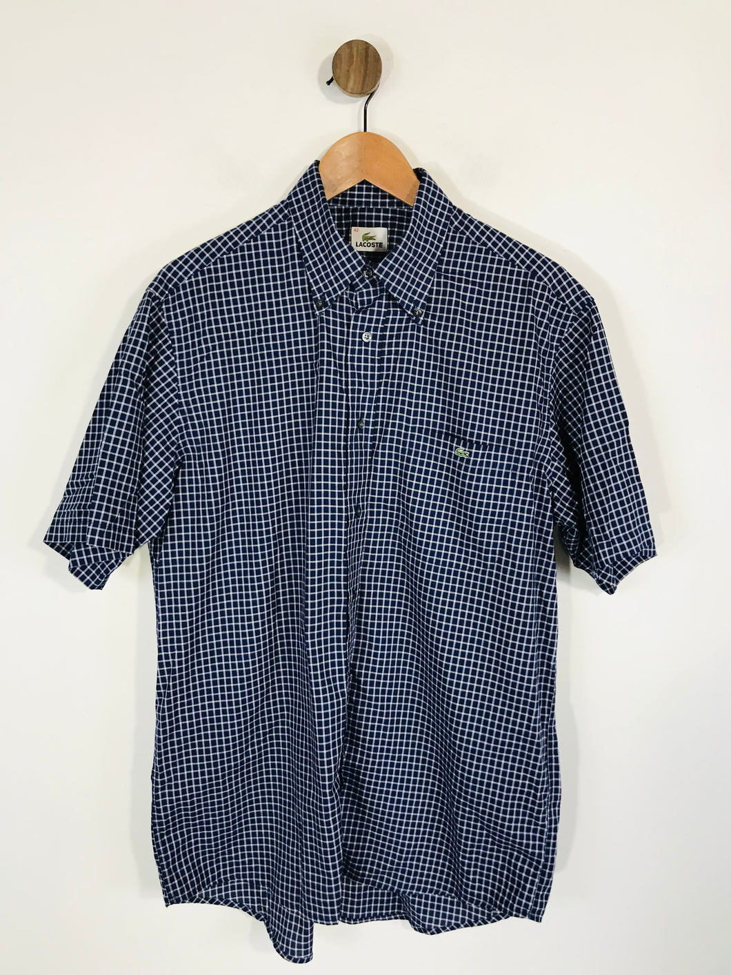 Lacoste Men's Check Gingham Button-Up Shirt | 42 | Blue