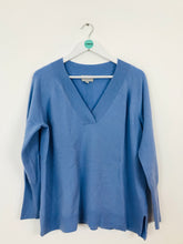 Load image into Gallery viewer, Pure Collection Women’s Cashmere Knit V-Neck Jumper | UK14 | Blue
