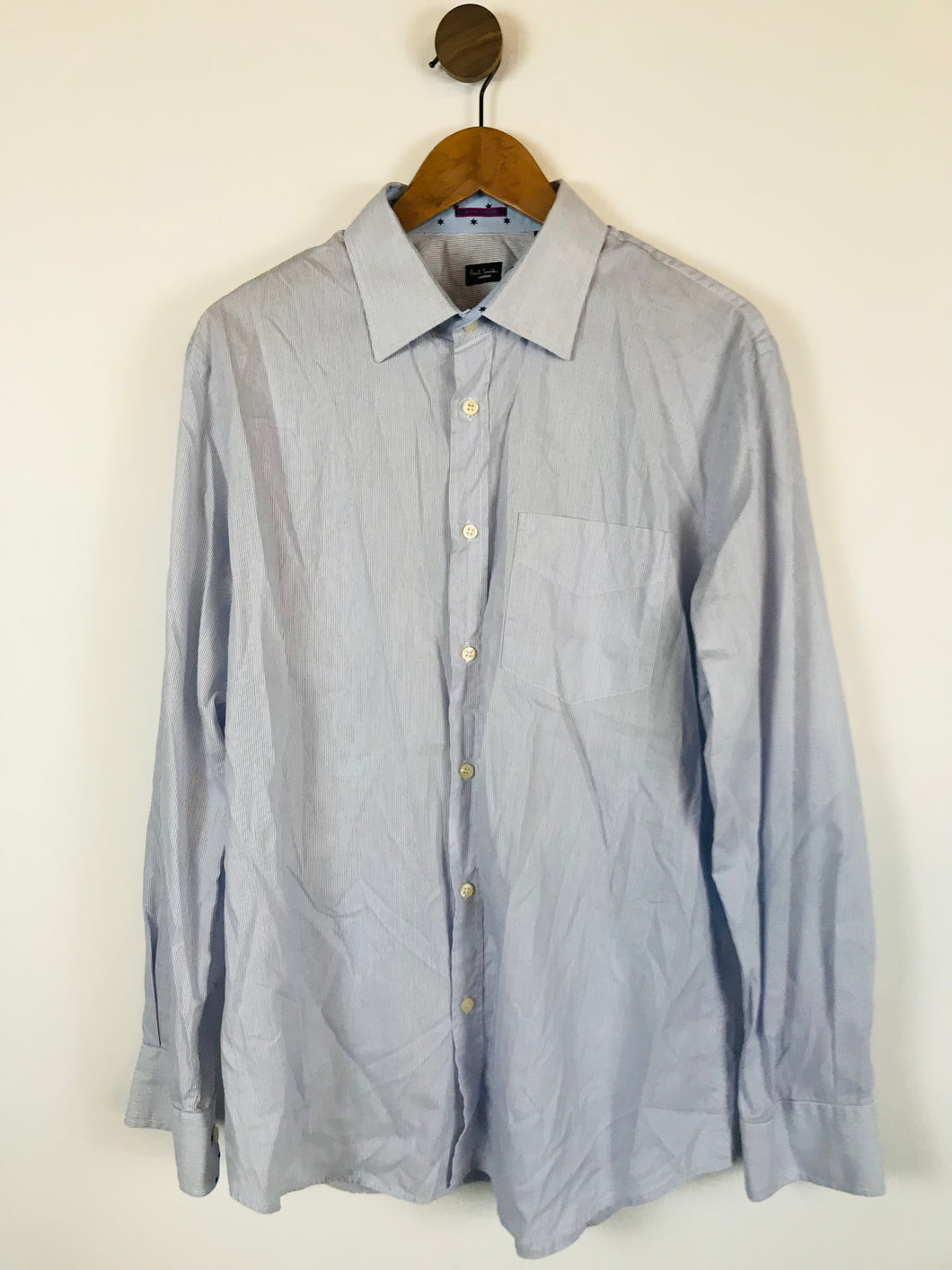 Paul Smith Men's Pin Stripe Long Sleeve Button-Up Shirt | 44 | Blue