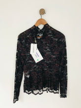 Load image into Gallery viewer, Ganni Women’s Long Sleeve Ruffle Lace Blouse Top NWT | 38 UK10 | Black
