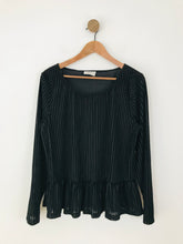 Load image into Gallery viewer, Hush Women&#39;s Striped Velvet Blouse | L UK14 | Black
